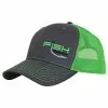 Fish Monkey Trucker Hat -fishing Sales FM76 CHAR NEON GREEN Front 45 copy
