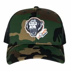 Hunt Monkey Scream'n Monkey Patch Hat -fishing Sales HM802 PolyPress Hat Camo Black Front