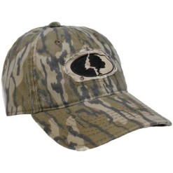 Mossy Oak Hat With Frayed Fabric Underlay
